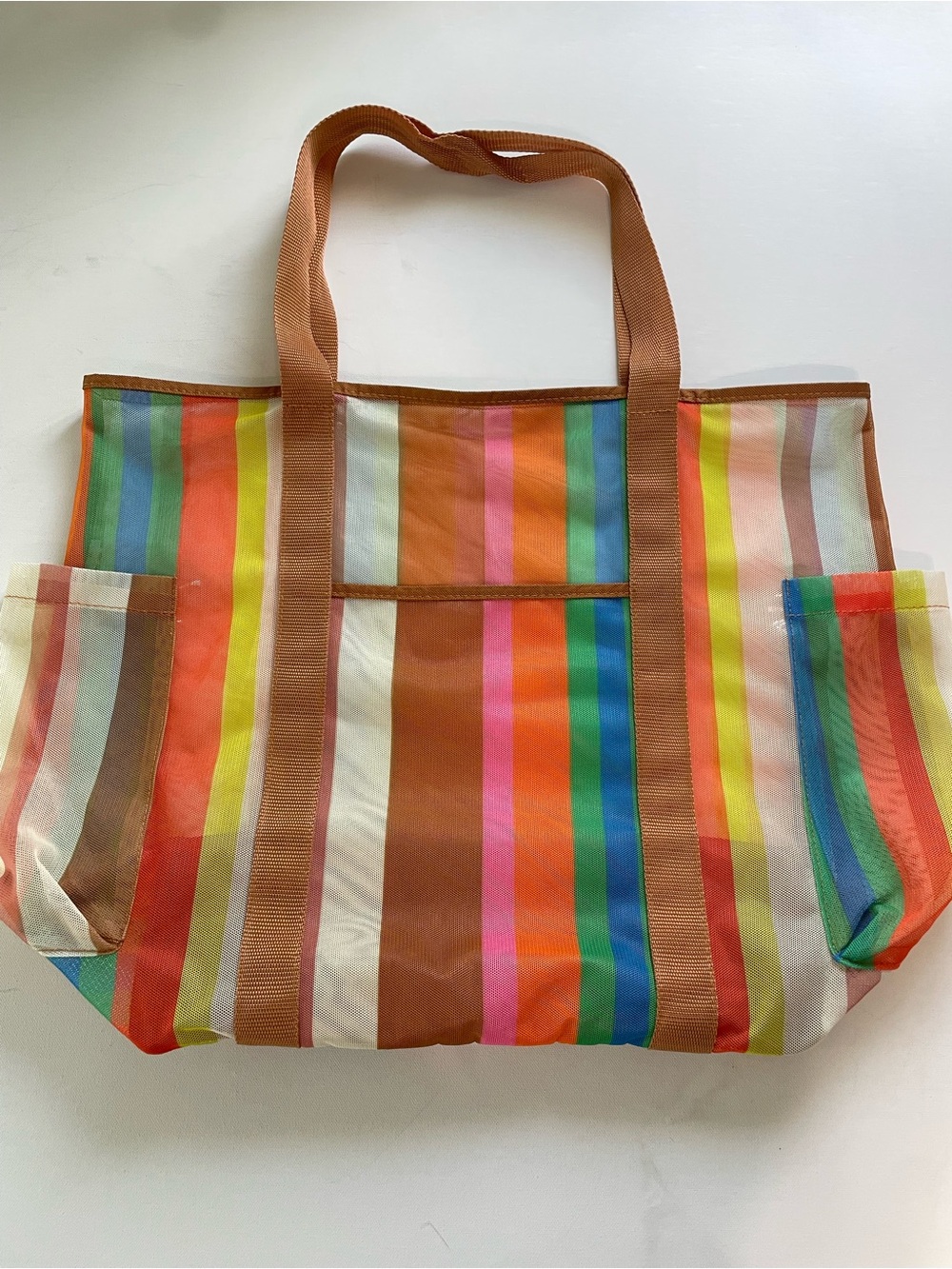 Shade & Shore Striped Mesh Beach Bag Tote